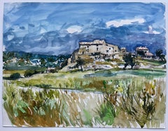 La Roche d'Olargues Französische Dorflandschaft Aquarell