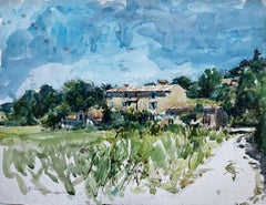Forcalquier Provence Village Landscape Watercolour