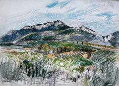 Vaucluse Provence Berglandschaft Pastell Zeichnung Pierre Neveu