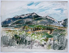 Vaucluse Provence Berglandschaft Pastell Zeichnung Pierre Neveu