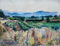 Lourmarin Luberon Provence Landschaft Pastell Zeichnung Pierre Neveu