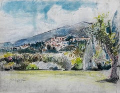 Chateauneuf de Grasse Provence Landscape Pastel Pierre Neveu