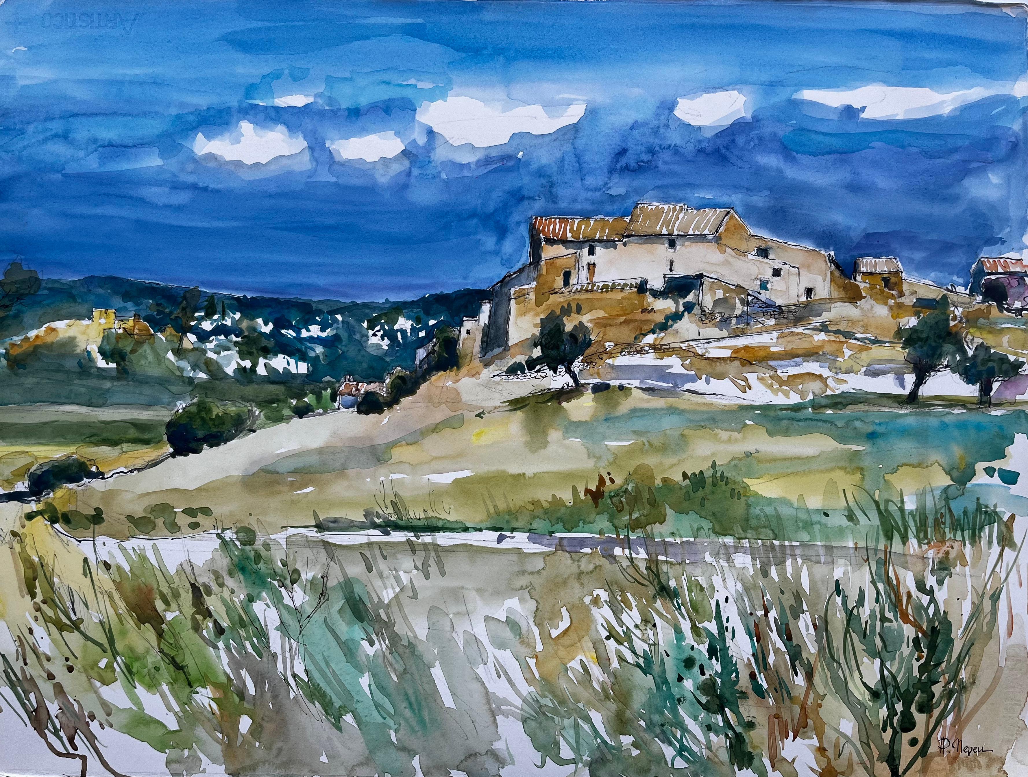 La Roche dOngle Provenza Paesaggio Acquerello Pierre Neveu