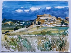 La Roche dOngle Paisaje provenzal Acuarela Pierre Neveu