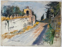 Ansouis Provenza Capilla Camino Paisaje Pastel Pierre Neveu