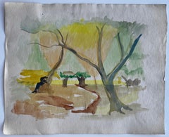 English Woodland Trees Landscape Watercolour Countryside Painting