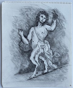 Figura mitologica di satiro Studio di nudo maschile Disegno a carboncino Stile classico