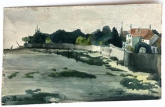 Pointe de Penchateau French Coastal Harbour Watercolor Landscape Painting