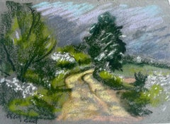 Expressive Country Road Trees Landscape Pastel Drawing