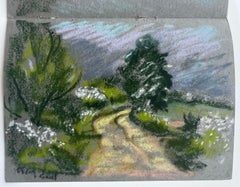 Expressive Country Road Trees Landscape Pastel Drawing