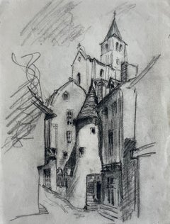 Romantic Gothic Architecture Study Graphite Drawing