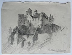 Château de Beynac Dordogne France Graphite Drawing