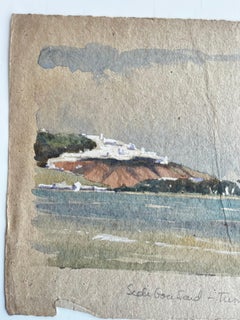 Sidi Bou Said Coastal View Tunisia Watercolour Sketch