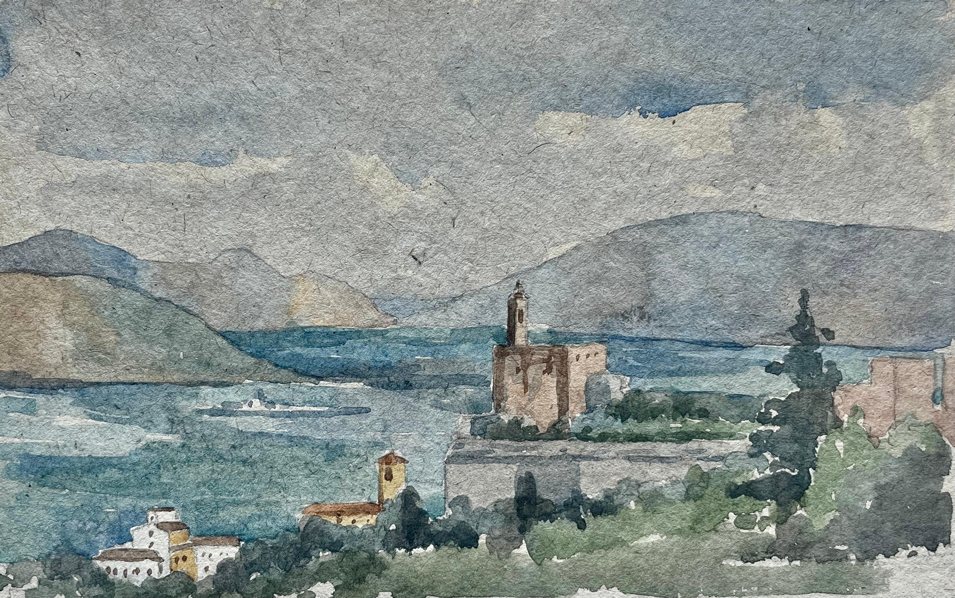 Altea Spain Coastal Church Mediterranean Landscape Watercolor Sketch