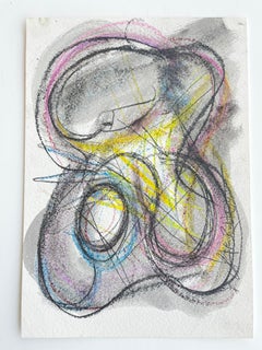 Abstract Composition Gestural Charcoal Pastel Modernist Drawing Paper