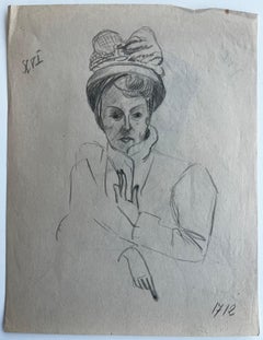 Double Sided Female Portrait Studies Graphite Pencil Drawing French Paper