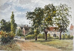 Shere Surrey Village Cottages Trees Country Lane Watercolour Painting