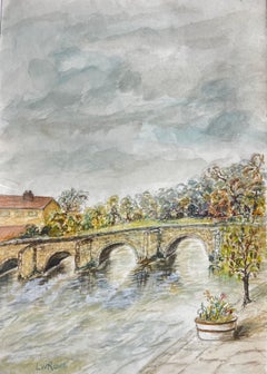 Newley Bridge River Landscape Watercolour Painting