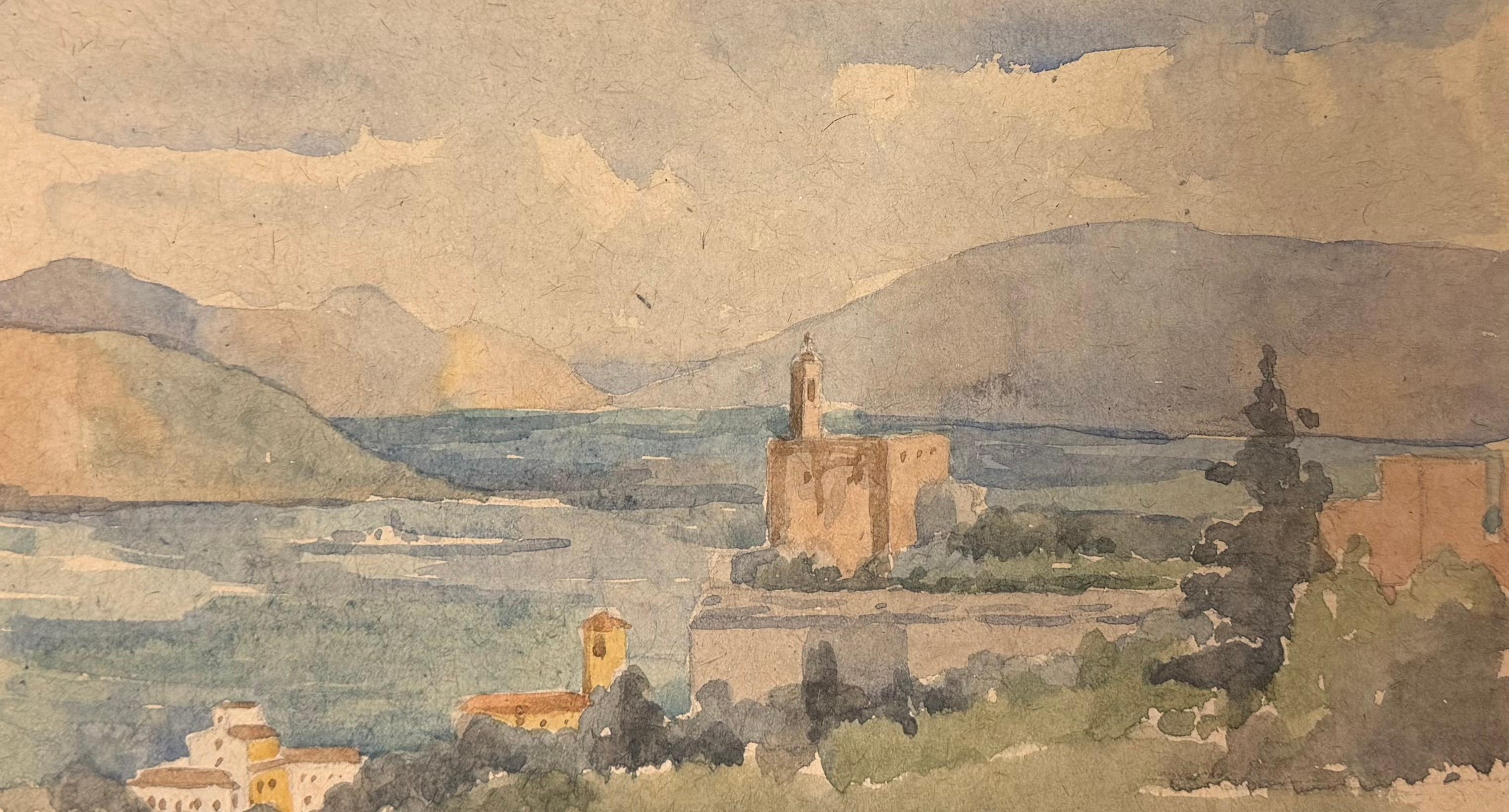 Altea Spain Coastal Church Mediterranean Landscape Watercolor Sketch