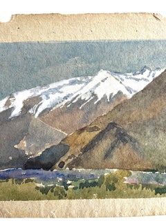 Modernist Coastal Seascape Marsh Landscape Watercolour on Handmade Paper