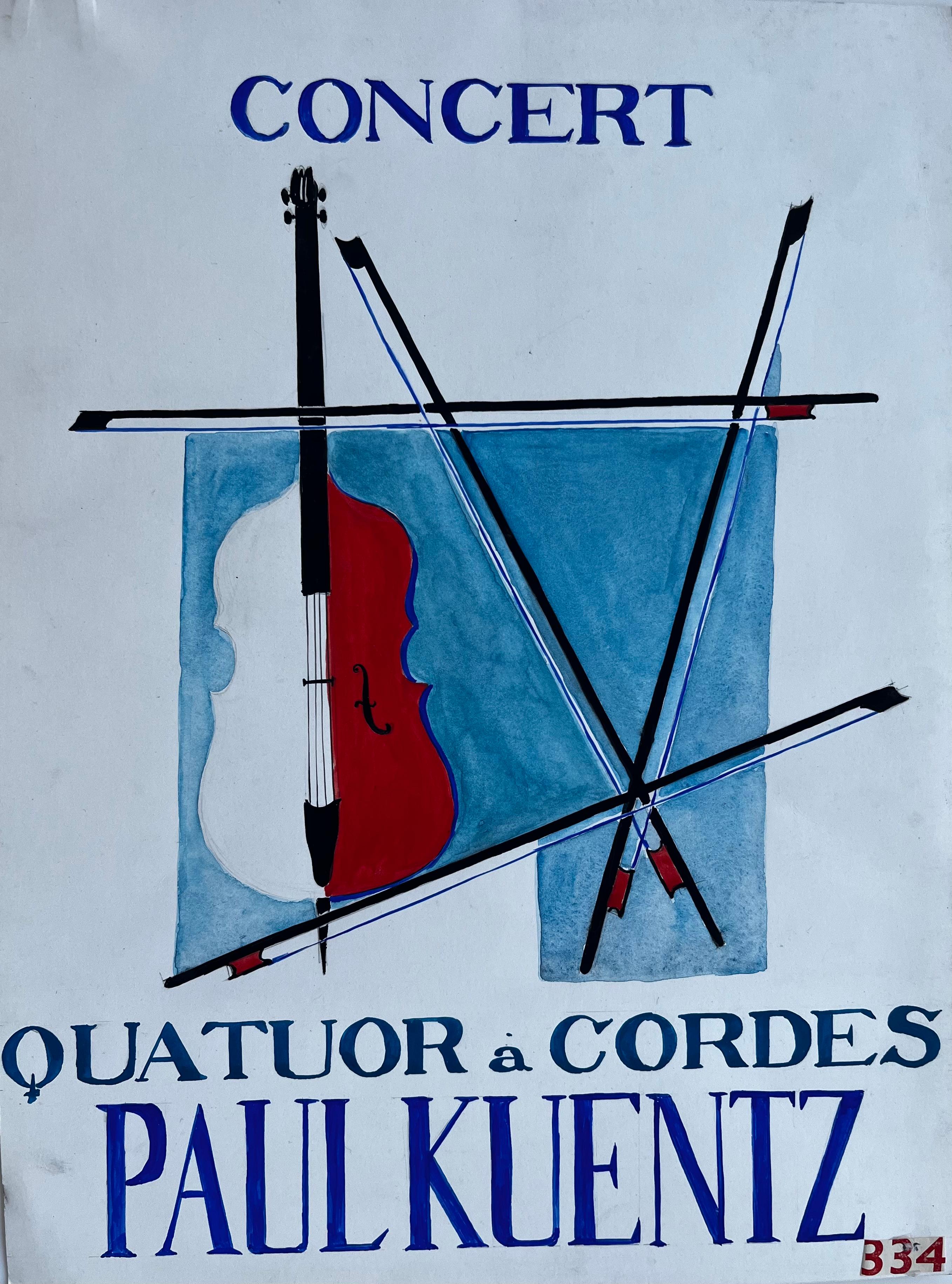 Still-Life Guy Nicod - Affiche de concert à la française, style violon, design moderniste, Paul Kuentz