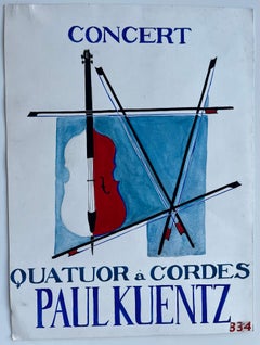 Cartel de Concierto Francés Estilo Violín Diseño Modernista Paul Kuentz