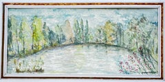 French Woodland Lake Pond Trees River Garden Landscape Ink Watercolour