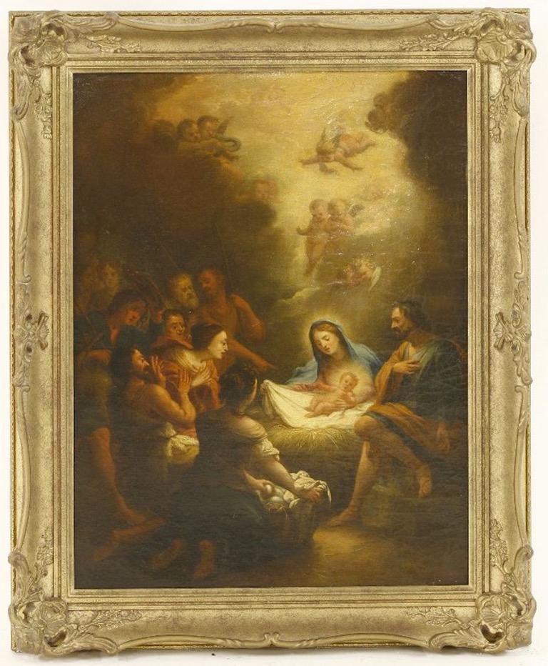 The Adoration of the Shepherds, Fine 1700's Old Master oil painting - Painting by circle of Ignazio Stern (Austrian/ Italian 1679-1748)