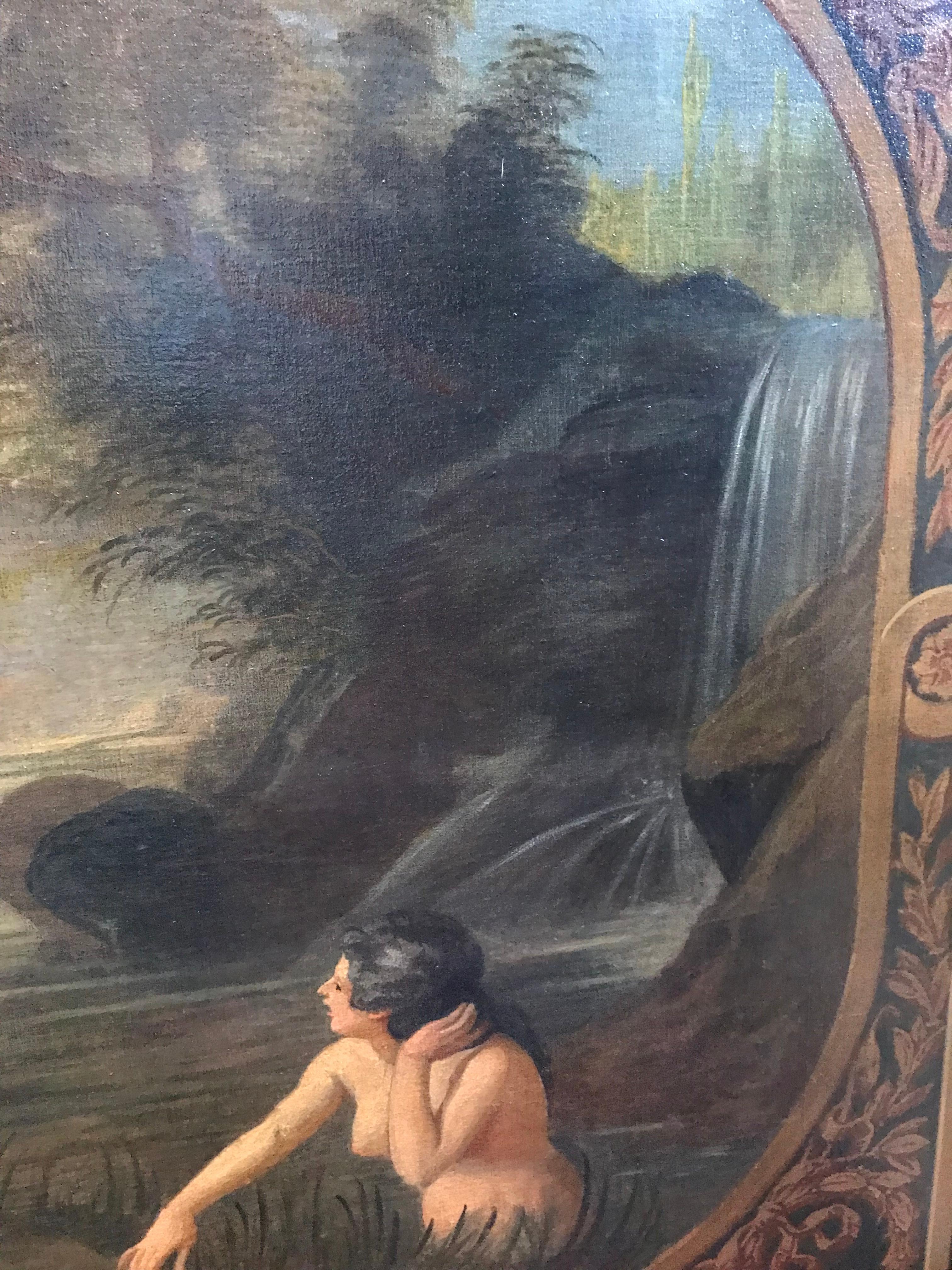 Amphitrit & die Putten – Außergewöhnliches italienisches klassisches Ölgemälde des 18. Jahrhunderts 3