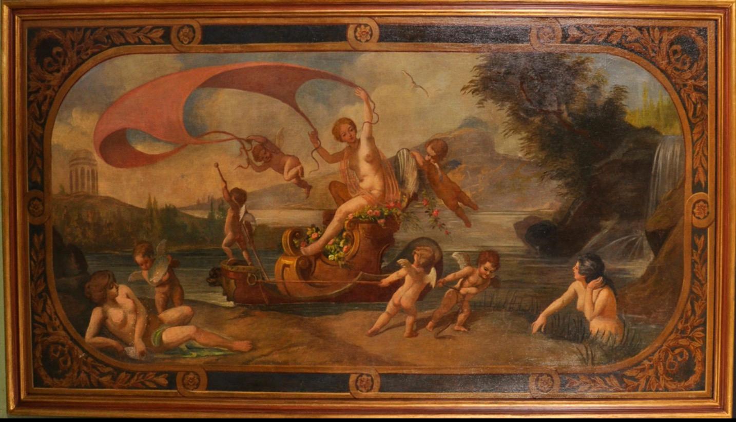 Amphitrit & die Putten – Außergewöhnliches italienisches klassisches Ölgemälde des 18. Jahrhunderts – Painting von Unknown