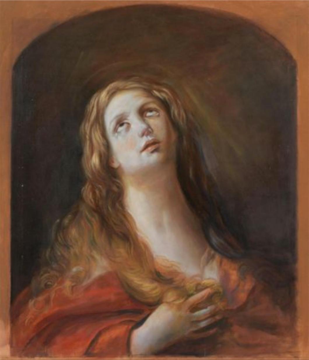 Atelier Dagher after Reni (1575-1642) Figurative Painting - Saint Mary Magdalene, Large Oil Painting on Canvas by Louvre Copyist