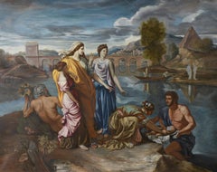 Moses saved from the Water, Large Oil Painting on Canvas by Louvre Copyist