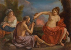 Lot and his Daughters, Large Oil Painting on Canvas by Louvre Copyist