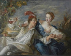 The Alliance of Love and Wine, Large Oil Painting on Canvas by Louvre Copyist