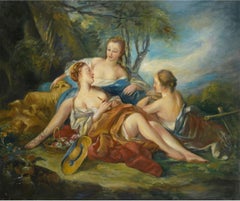 Three Graces, Large Oil Painting on Canvas by Louvre Copyist