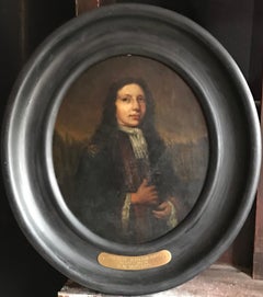 Pair 17th Century Dutch Portraits Aristocratic Husband & Wife Oval Oil Paintings