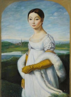 Mademoiselle Rivière, Large Oil Painting on Canvas by Louvre Copyist