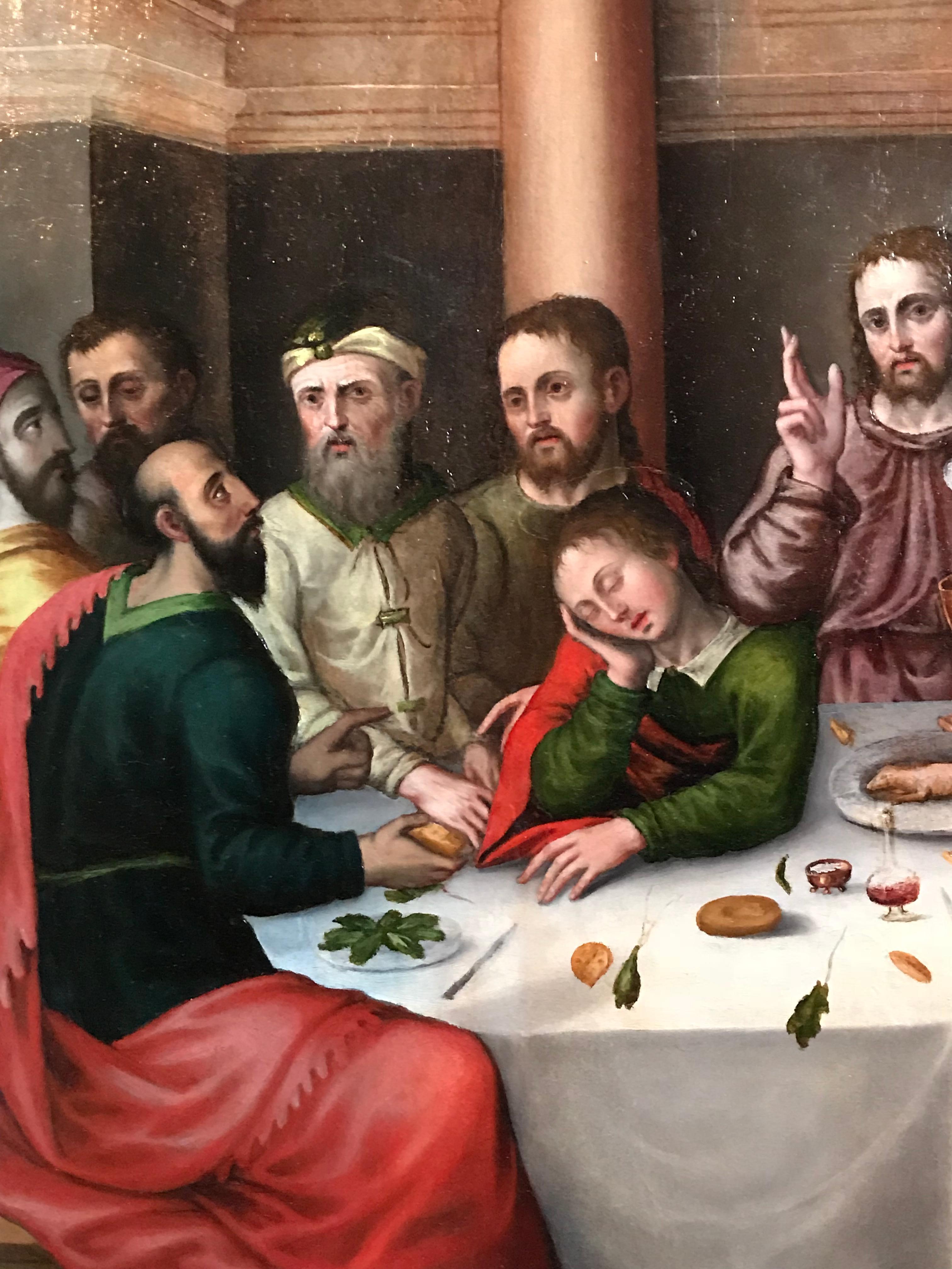 The Last Supper, circa 1500, Important Early Old Master Oil Painting - Brown Portrait Painting by Workshop of Juan de Flandes