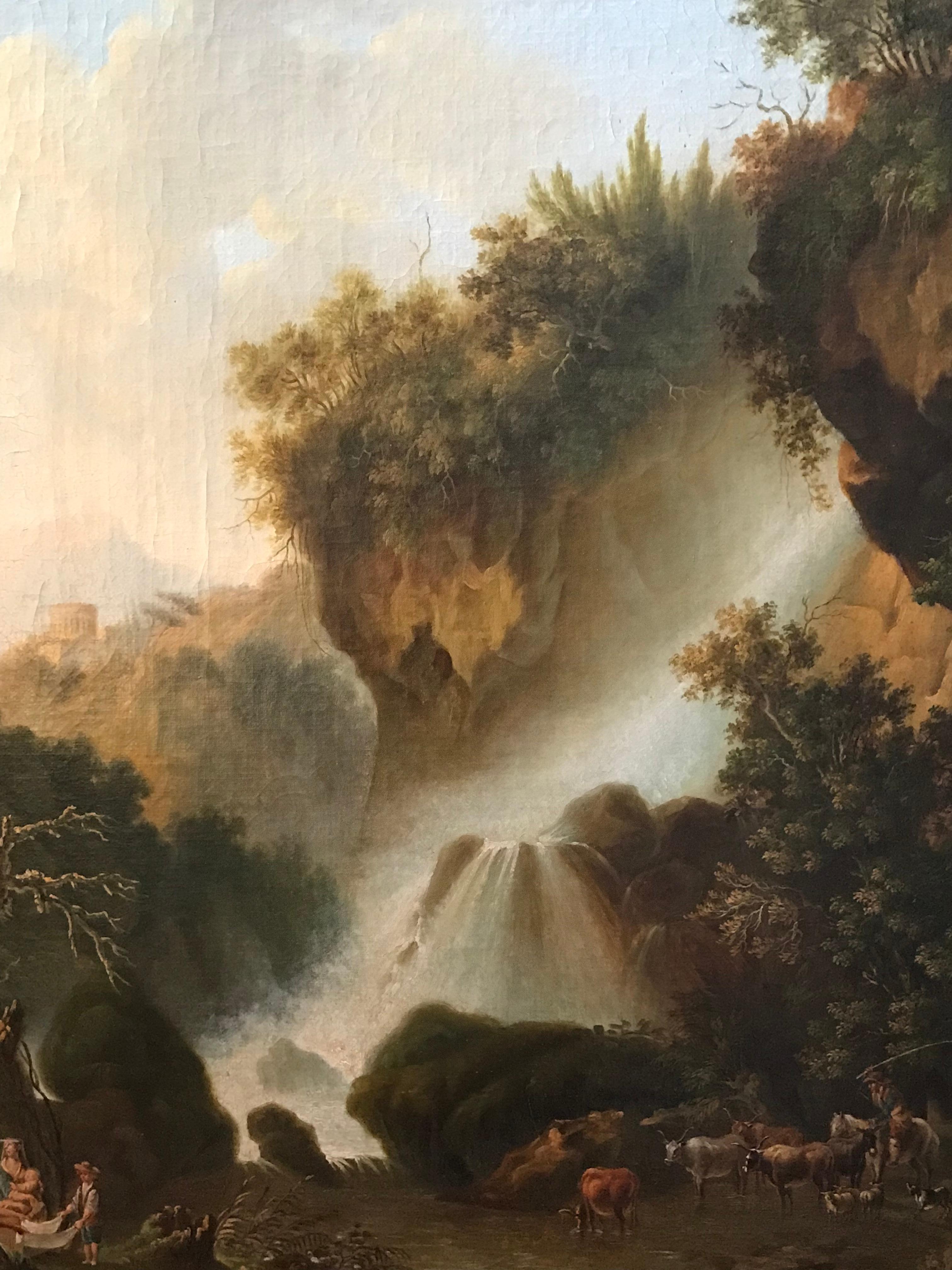 Der Wasserfall in Terni:: Italien 
Adolf Friedrich Harper zugeschrieben (deutsch 1725 - 1806) 
Ölgemälde auf Leinwand:: gerahmt 
Herkunft: Privatsammlung:: England seit 1986:: zuvor in der Gavin Graham Gallery:: London 

Großformatiges Ölgemälde aus