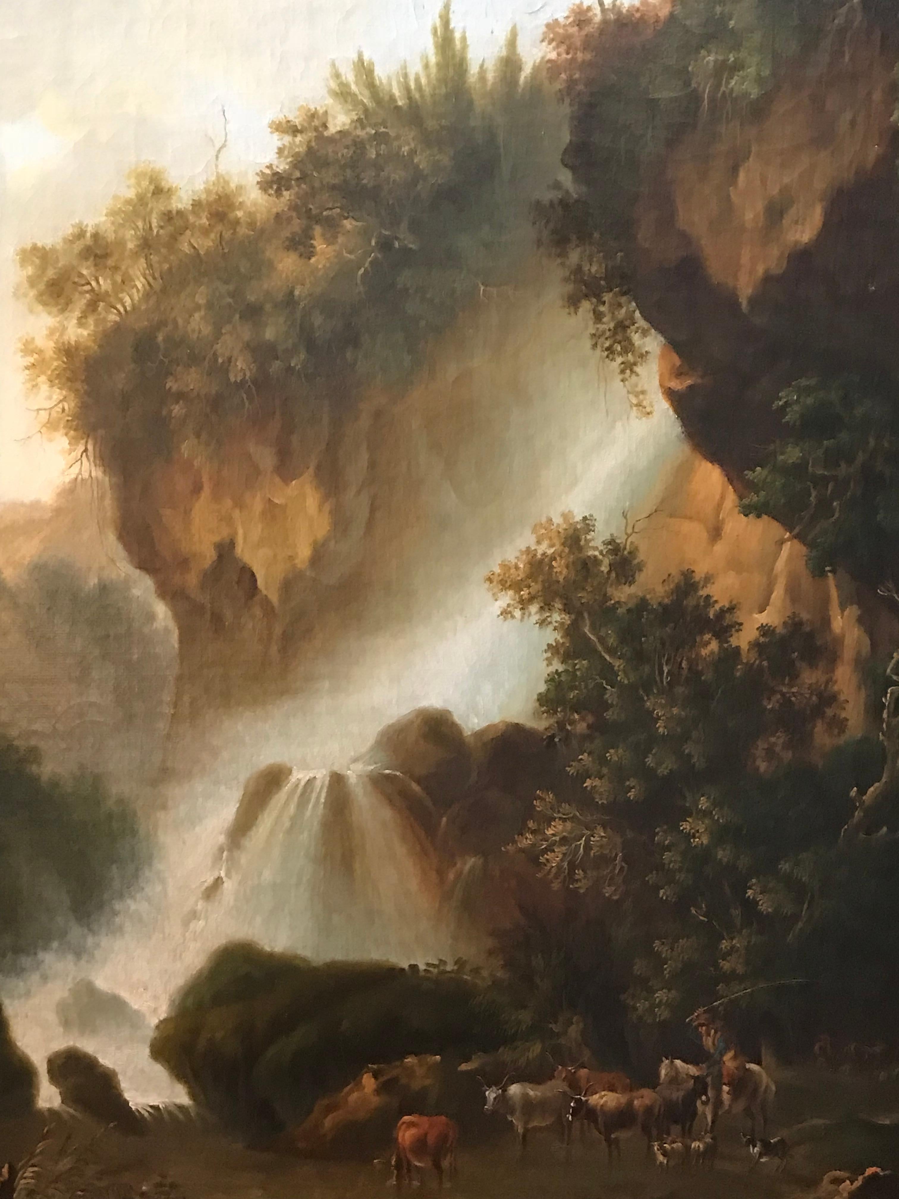 The Waterfall at Terni, Italy. 18th Century Large Scale Oil Painting 4