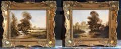Pair English Rural Landscape Oil Paintings, Signed by the Artist