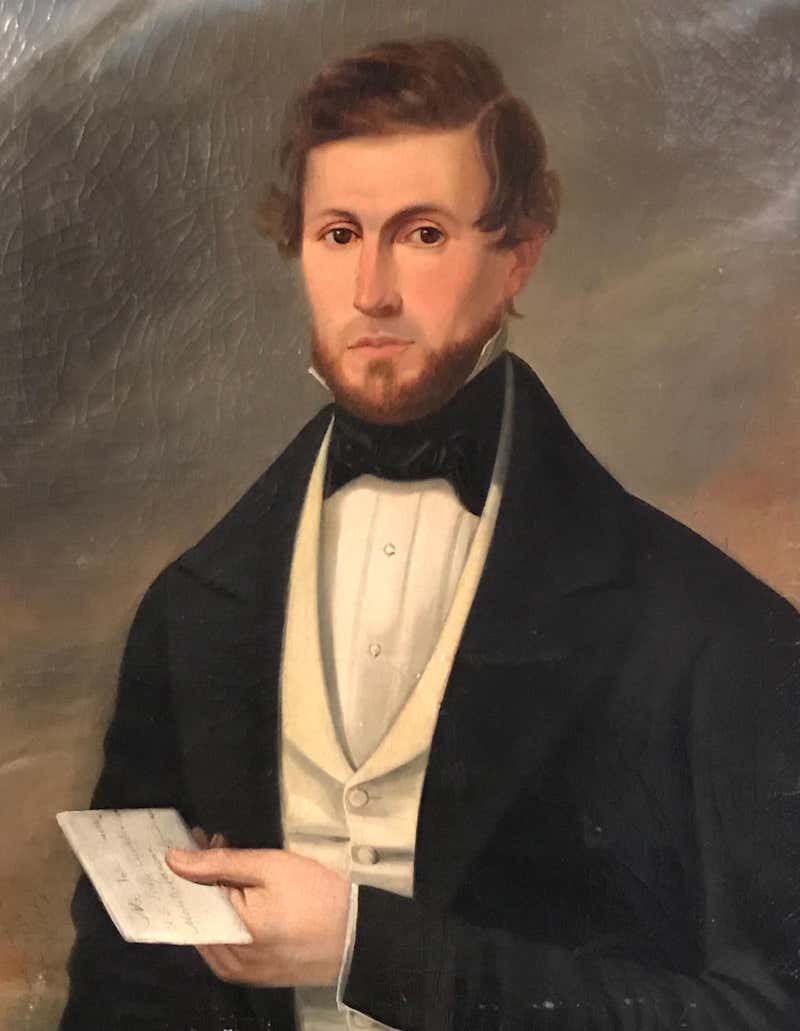 Edwin Hughes - 19th Century genre oil painting of a gentleman and a ...