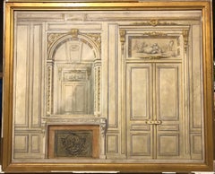 Peinture à l'huile originale d'un château français, décoration intérieure architecturale