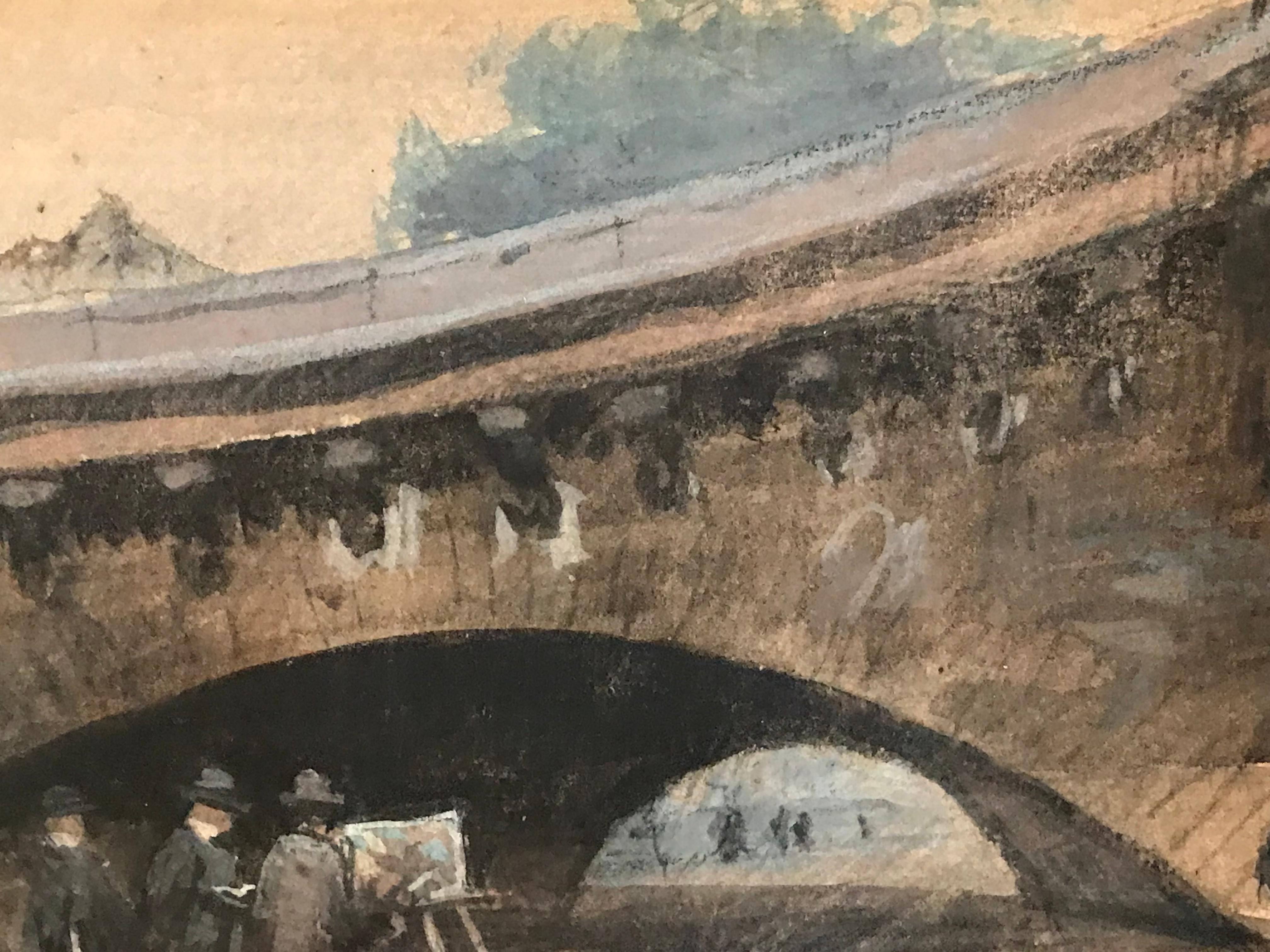 Pintura bajo el Pont Neuf Río Sena París, Pintura Impresionista Fina en venta 2