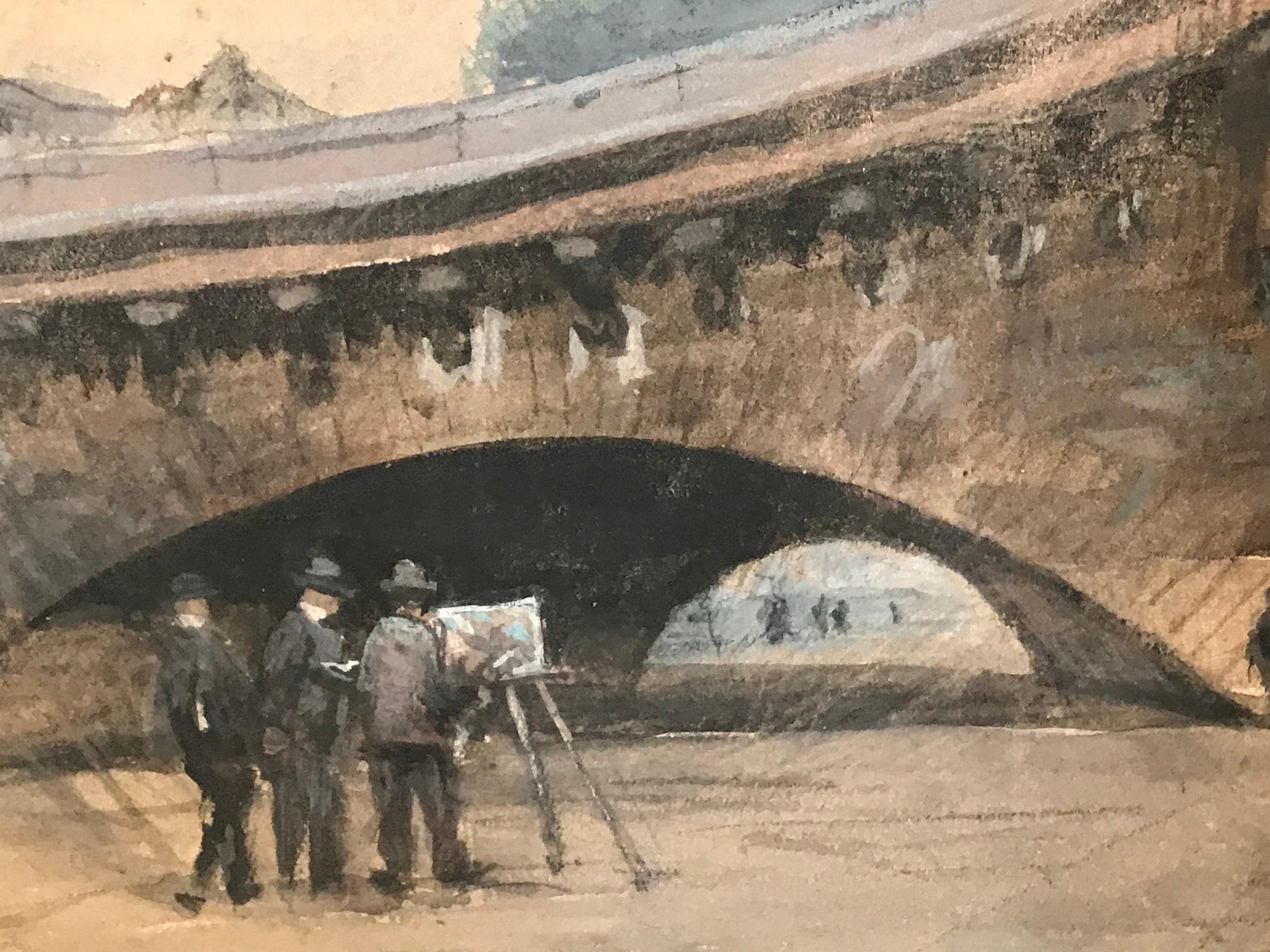 Pintura bajo el Pont Neuf Río Sena París, Pintura Impresionista Fina en venta 3