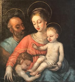 Antique The Holy Family, 16th Century Italian Old Master oil painting