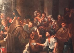 Alms to the Poor, Huge 17th Century Italian Baroque Old Master Oil Painting