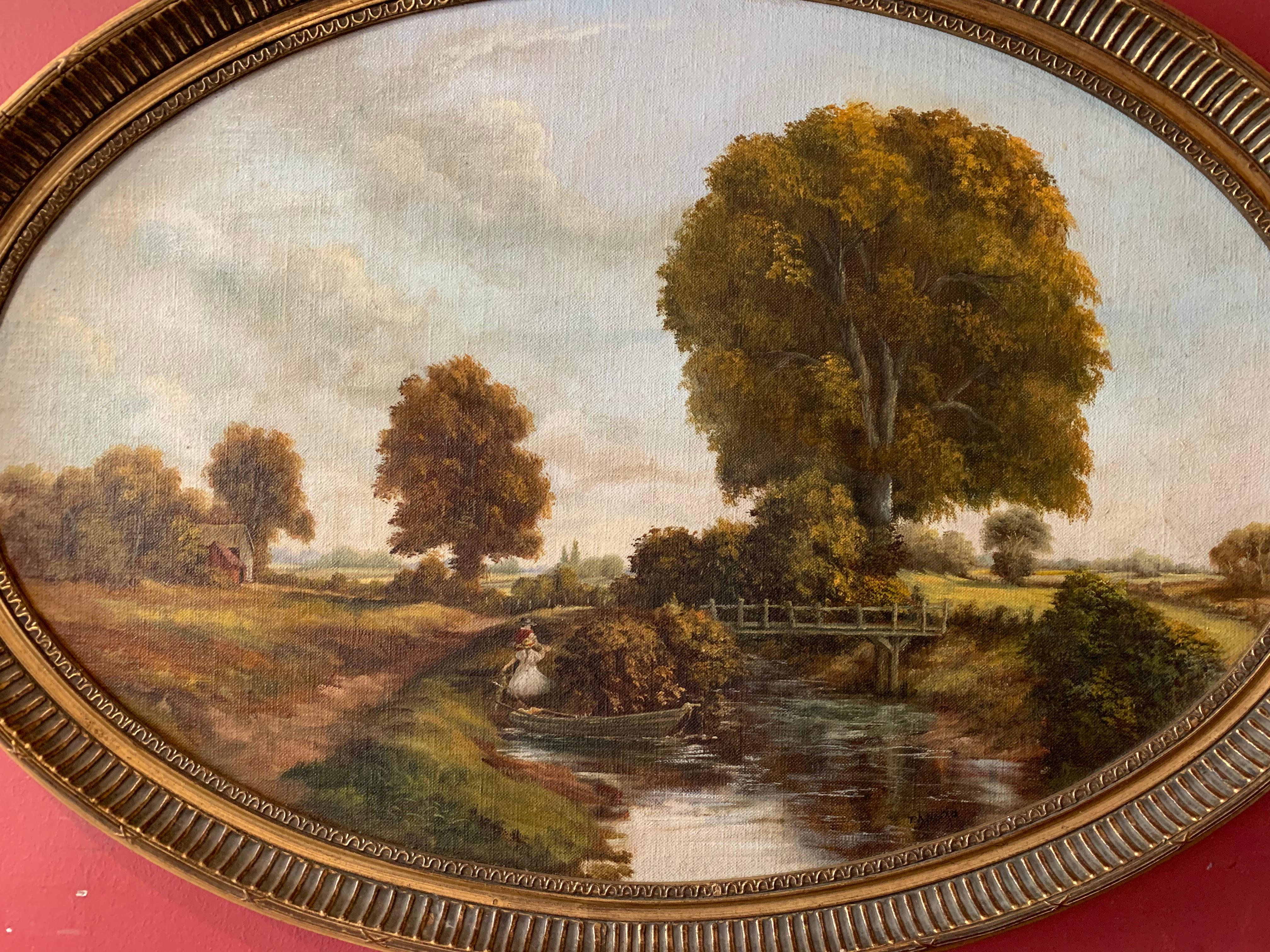 The Rural Landscape
British School, mid 20th century
oil painting on board, framed
framed: 35.5 x 45.5 inches

Lovely traditional rural landscape with figures in the foreground. A most charming and signed original English School oil painting -