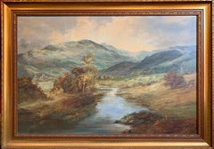 Tranquil Summer Scottish Highlands Loch Landscape Oil Painting