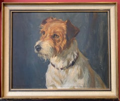 Jack Russell Terrier Dog Original Signed Oil Painting 1915